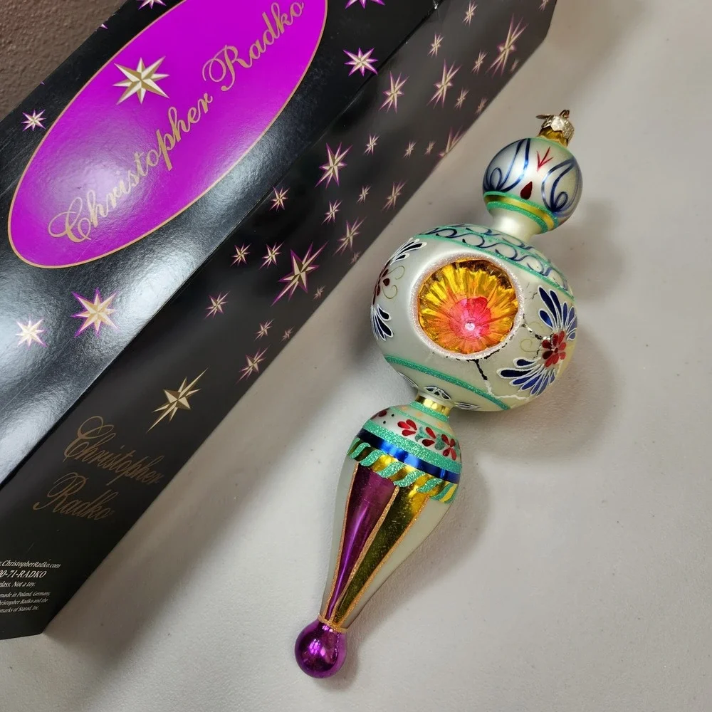 Christopher Radko Blue Danube Triple Indent Reflector Drop Ornament Poland   Box